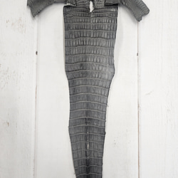 ワニ革　クレイフィニッシュ　墨黒　No.C008673 4枚目の画像