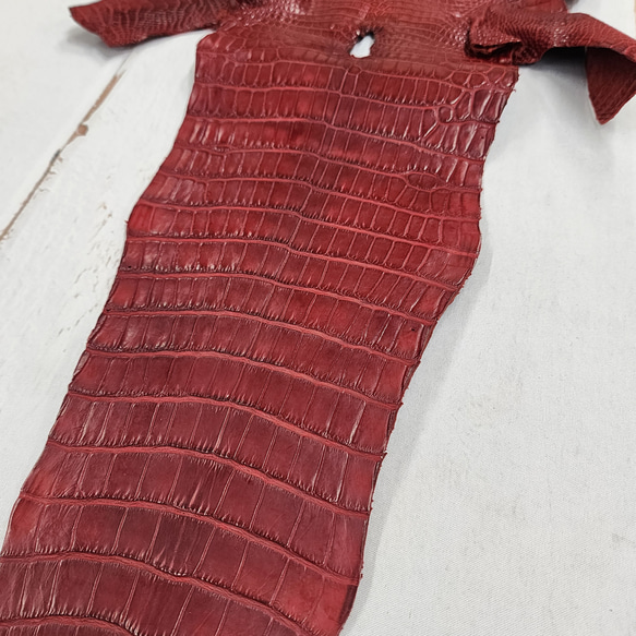 ワニ革 クレイフィニッシュ  デンスレッド　No.C008701 13枚目の画像