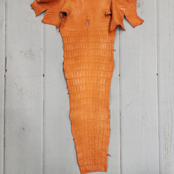 ワニ革 クロコ 半艶マット  タンジェリン　No.C008846 5枚目の画像