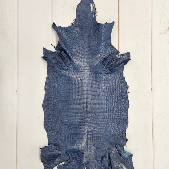 ワニ革 クロコ 半艶マット  ロイヤルブルー　No.C008751 1枚目の画像