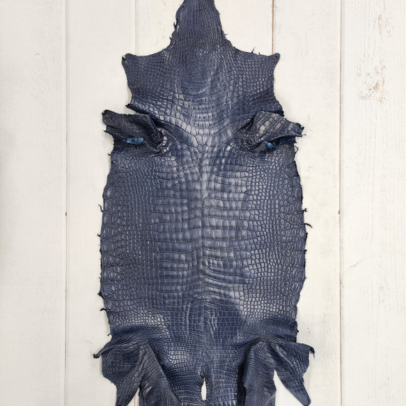 ワニ革 クロコ ヌメ・半艶マット ディープロイヤルブルー　No.C008757 1枚目の画像