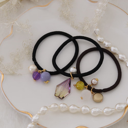 じゃらじゃら  ヘアゴム  レースホワイトネイビー じゃらじゃら ヘアゴム レースホワイトネイビー