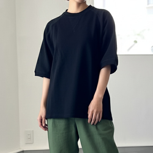 ユニセックス】サイドスリット ガゼット付 ラグランスリーブ ビッグ