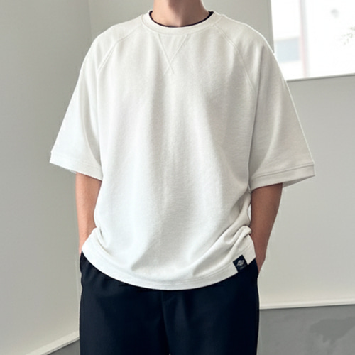 ユニセックス】サイドスリット ガゼット付 ラグランスリーブ ビッグ