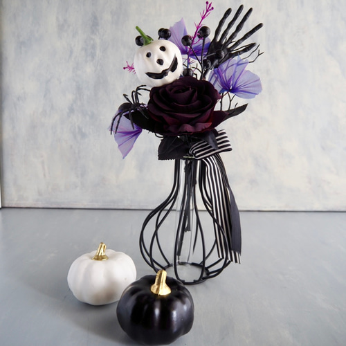 ハロウィン限定】｜アーティフィシャルフラワー |コロンと丸い花瓶