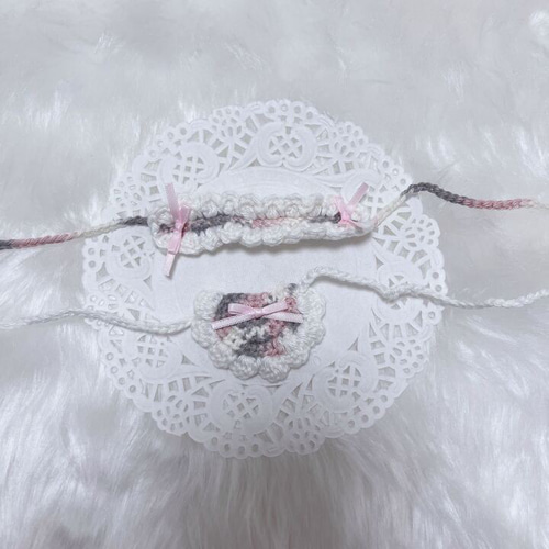 ぬい服 かぎ編み ヘドレ ヘッドドレス ＆ スタイ あみぐるみ NIJIGEN