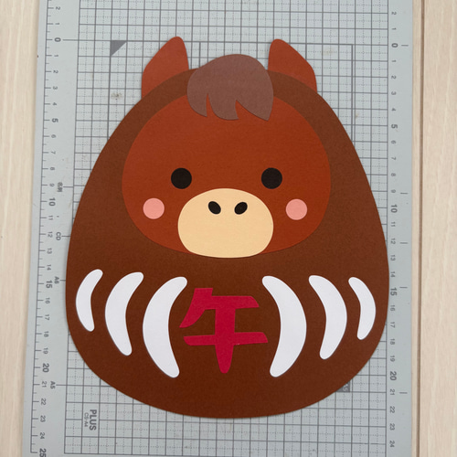 壁面飾り お正月 午年 うま 2026年 切り絵 くまたん。 通販 19775561