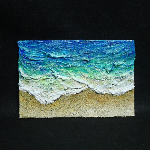 油絵 油彩 油彩画 絵 絵画 キャンバスパネル ミニ絵画【砂浜の海