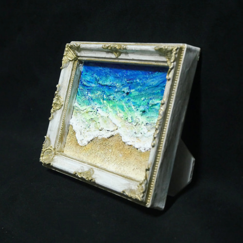 油絵 油彩 油彩画 絵 絵画 キャンバスパネル ミニ絵画【砂浜の海