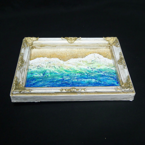 油絵 油彩 油彩画 絵 絵画 キャンバスパネル ミニ絵画【砂浜の海