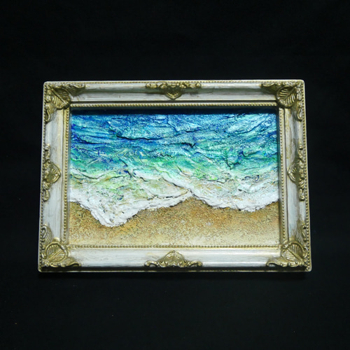 油絵 油彩 油彩画 絵 絵画 キャンバスパネル ミニ絵画【砂浜の海