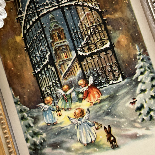 アンティークポストカード Noel クリスマス・新年 雪景色 天使 Ange