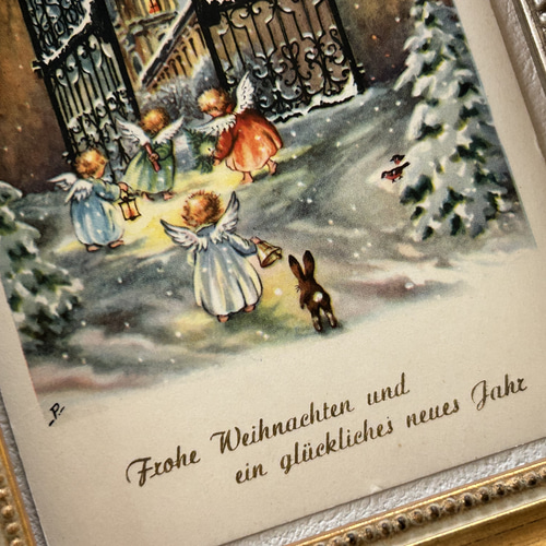 アンティークポストカード Noel クリスマス・新年 雪景色 天使 Ange