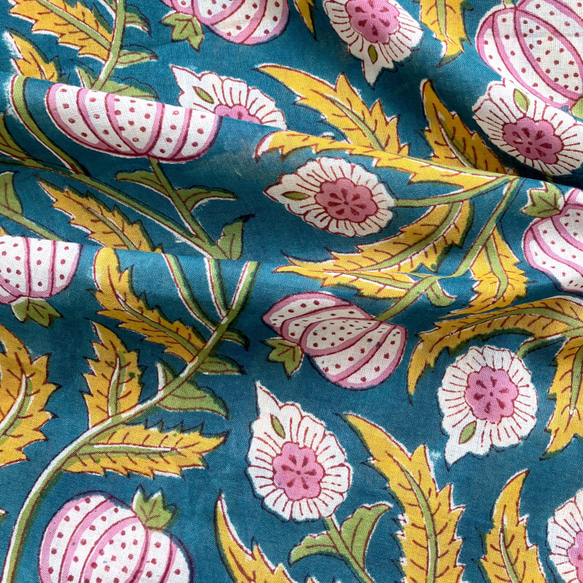 インド ブロックプリント生地 ミニカットクロス 10枚セット寒色系vol.15 ファブリック はぎれIF0334 12枚目の画像