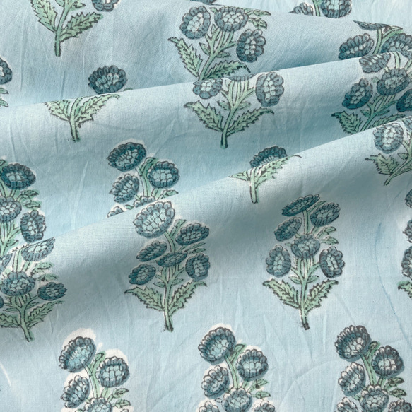 インド ブロックプリント生地 ミニカットクロス 10枚セット寒色系vol.15 ファブリック はぎれIF0334 3枚目の画像