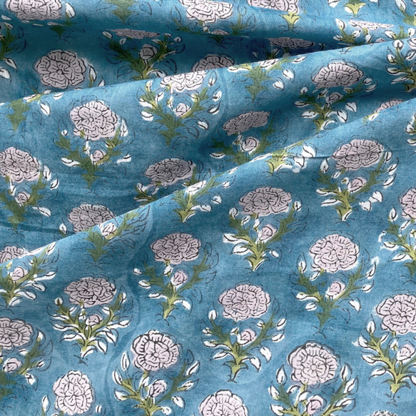 インド ブロックプリント生地 ミニカットクロス 10枚セット寒色系vol.15 ファブリック はぎれIF0334 11枚目の画像