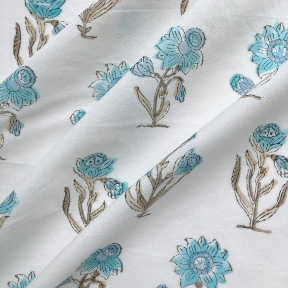 インド ブロックプリント生地 ミニカットクロス 10枚セット寒色系vol.15 ファブリック はぎれIF0334 9枚目の画像