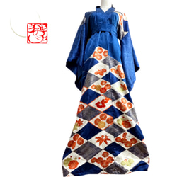 超ロング 振袖 着物リメイクドレス 和柄 ワンピース 着物袖ヒラヒラ 椿