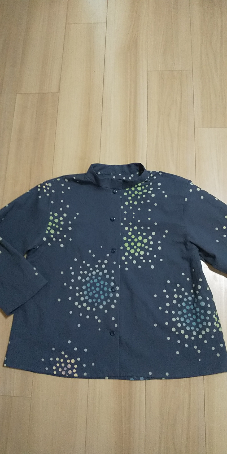 立衿付きショートジャケット ブラウス 浴衣地 綿 グレー地にドット 6,035円