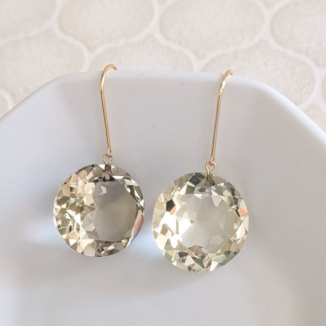 超大粒シトリン ラウンドカット K18ピアス / Large Citrine RoundCut Earrings K18