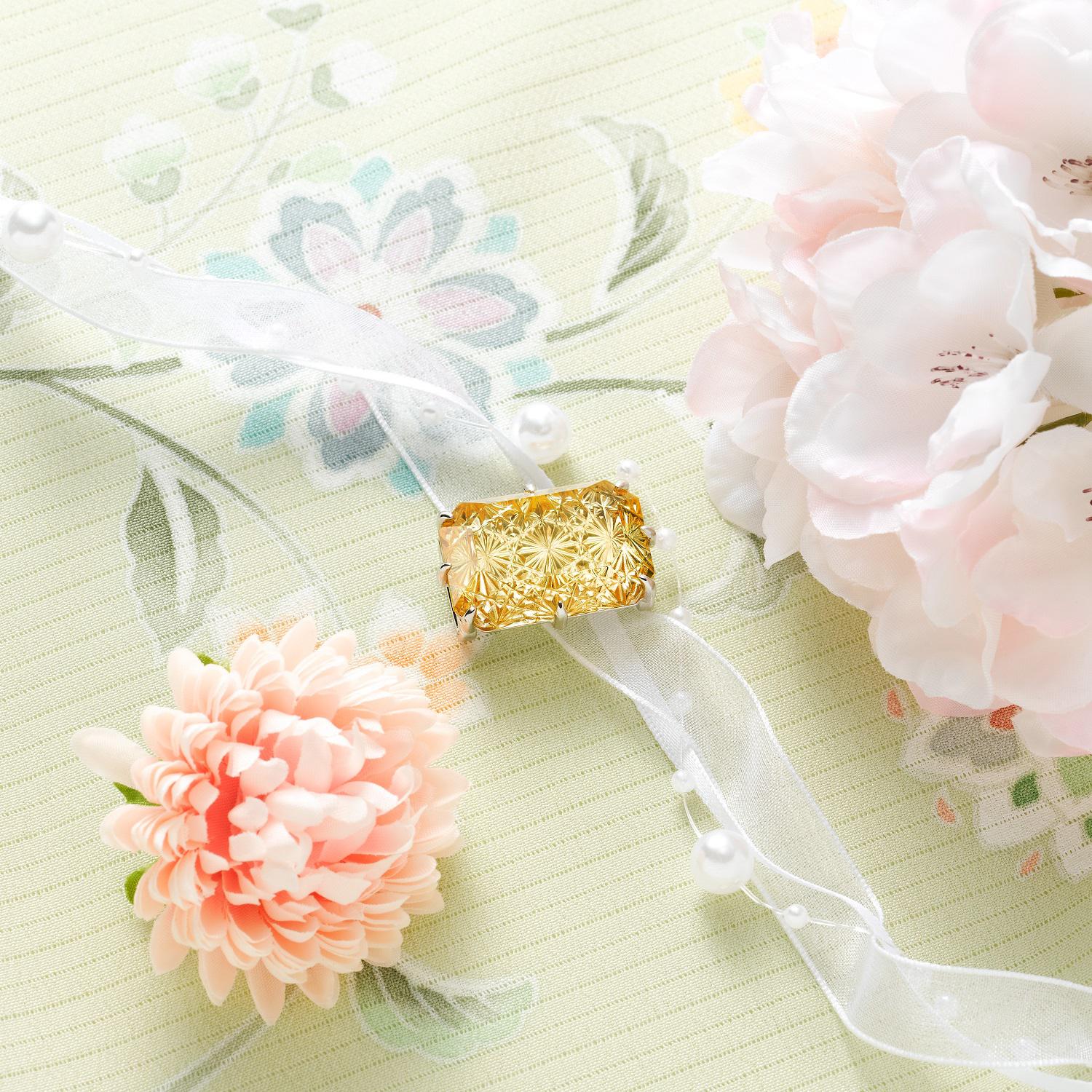 KILIKO　JEWELRY（東京切子）帯留め　"Mirrors”　星姫　Citrine