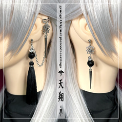 珍しいデニムみたいなソーダライトペアシェイプのアシンメトリーピアス