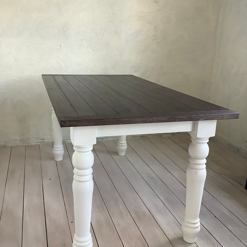 受注製作】ろくろ脚 ・テーブル・ ホワイト・シャビー・ ダイニング