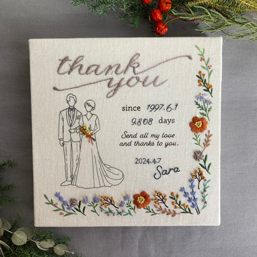 デザイン調整○【受注制作】刺繍ウェディングボード（グリーンベース