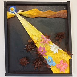 現代アート「イナリ湖の逆さオーロラ」（未来絵画） 未来アート「イナリ湖の逆さオーロラ」（クレイ絵画） 絵画 山川善作