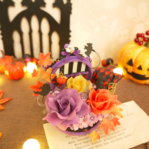 ひろりん✨クレイフラワー❁お正月フラワーアレンジメント特大壁掛け クレイフラワー ✼ ハロウィン・ローズ ✻ 秋限定2025