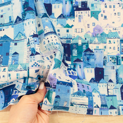 新色入荷！USA製『ROBERT-KAUFMAN　ロバート・カフマン　港町　青の家々 』～50㎝単位でカット～ 5枚目の画像