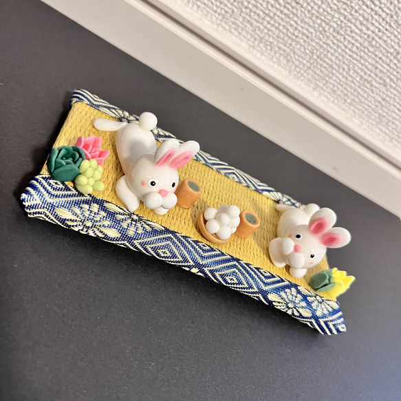 お月見うさぎ(樹脂粘土)粘土細工 2枚目の画像