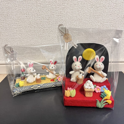 お月見うさぎ(樹脂粘土)粘土細工 3枚目の画像
