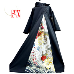 ゴージャス！振袖 着物リメイク ドレス 高級レース袖＆裾 和柄