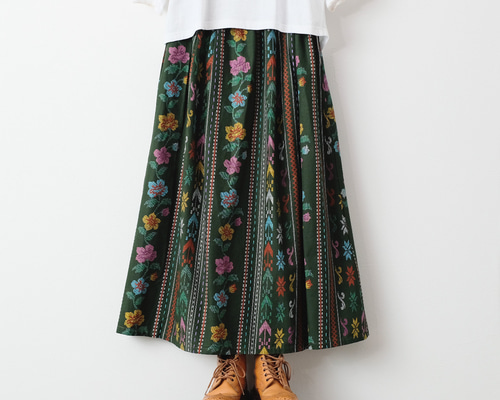 US古着☆【民族 エスニック フォークロア ミラー 刺繍 ロングフレアスカート】 US古着☆【民族 エスニック フォークロア ミラー 刺繍 ロング
