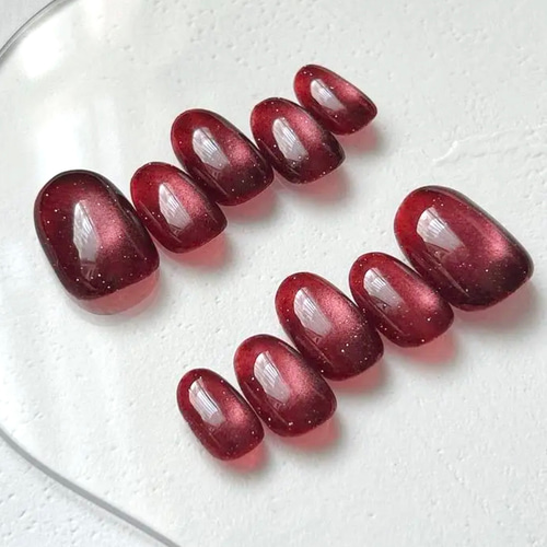 N105 オーダー用 マグネット ワンカラー シンプル 冬 クリスマス レッド N105 ネイルチップ マグネット ワンカラー シンプル 冬 クリスマス