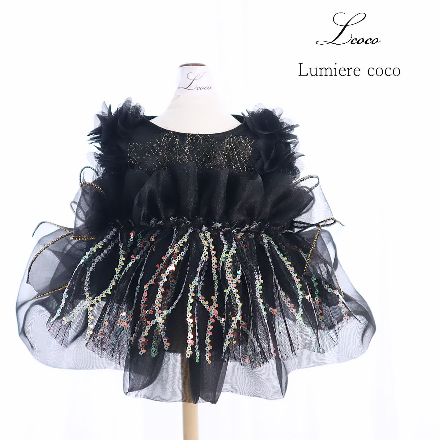 犬服＊スパークルドレス(ダークブラック)