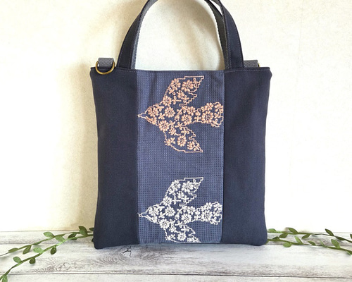 ✩専用✩ミナペルホネン　2wayトートバッグ go! ダークグレー 鳥さん travel series 2WAY TOTE BAG - minä perhonen