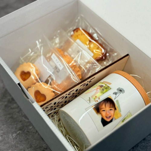 ギフト】写真入りキャニスター 米粉スイーツセット 名入れ メッセージ