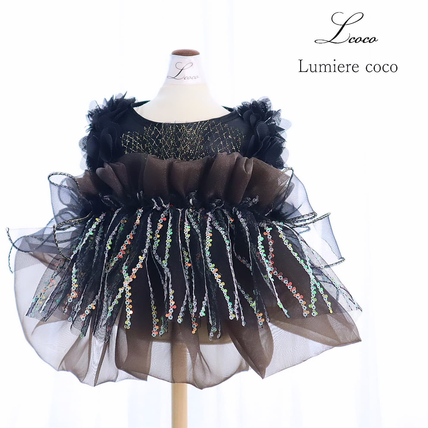 犬服＊スパークルドレス(ダークブラウン)