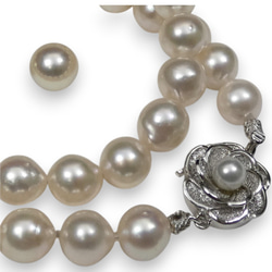 黒真珠ネックレス イヤリングorピアスセット 約45cm ピーコック系