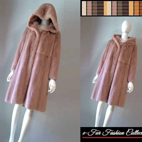 大人の余裕を漂わせて☆贅沢なフード付きオールドローズミンクコート