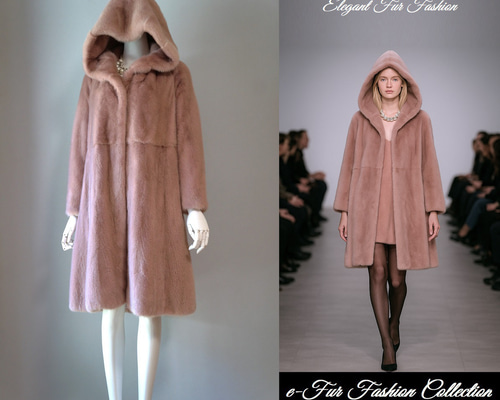 大人の余裕を漂わせて☆贅沢なフード付きオールドローズミンクコート