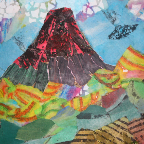 和紙ちぎり絵 富士山と松 額装品 アートパネル 伝統工芸 額縁付き 壁掛け 和紙ちぎり絵アート＜ある風景scene富士＞壁掛けタイプ。送料無料
