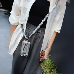 ◼︎スマホショルダーストラップ◼︎《グレイッシュブルー》 パラコードストラップ 10枚目の画像