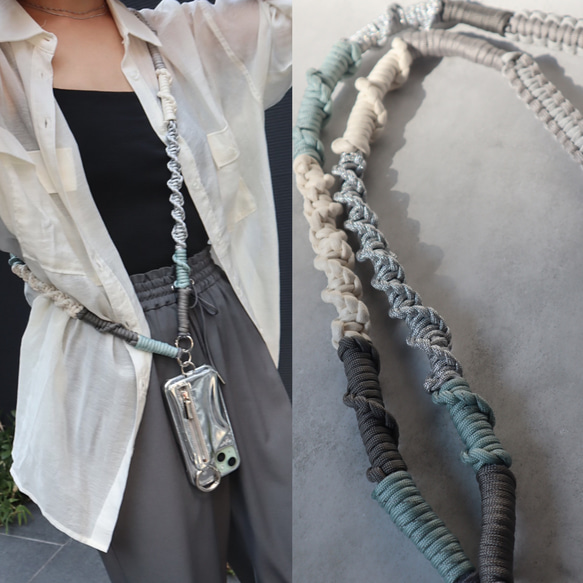 ◼︎スマホショルダーストラップ◼︎《グレイッシュブルー》 パラコードストラップ 1枚目の画像