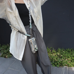 ◼︎スマホショルダーストラップ◼︎《グレイッシュブルー》 パラコードストラップ 5枚目の画像