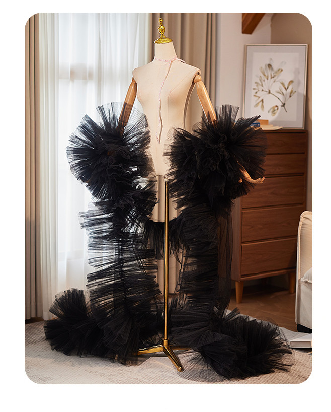 ケープ トレーン 裾引き 黒 豪華 DIY 肩飾り アクセサリー パーティー ウェディングドレス DTY125