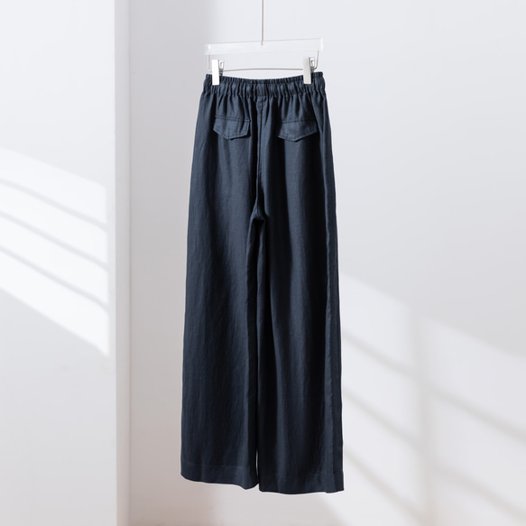 ★立即出貨★ 四季皆宜的舒適闊腿褲。抗皺長褲。藏藍色。 250904-2 第8張的照片