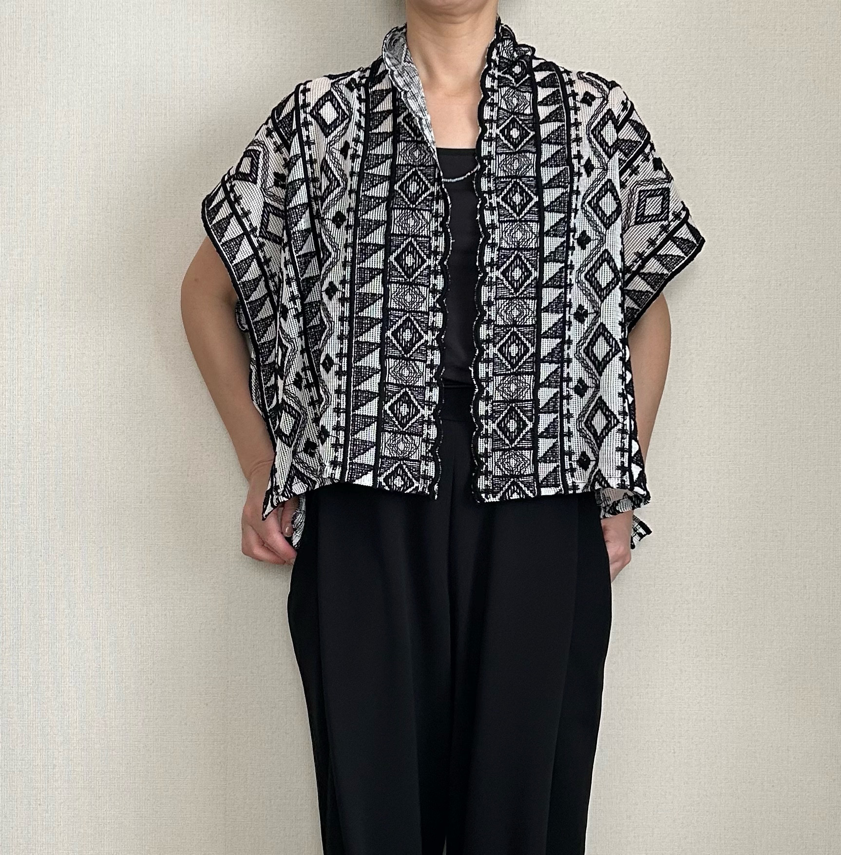 大人デザインレースメッシュカーディガン